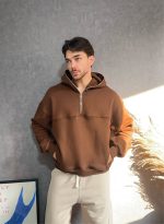 هودی نیم زیپ کلاه دار