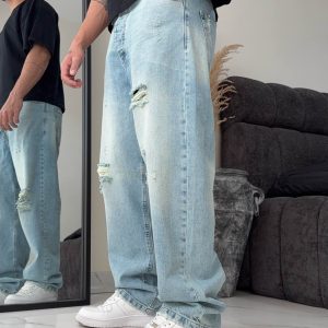 شلوار بگ زاپ دار bershka
